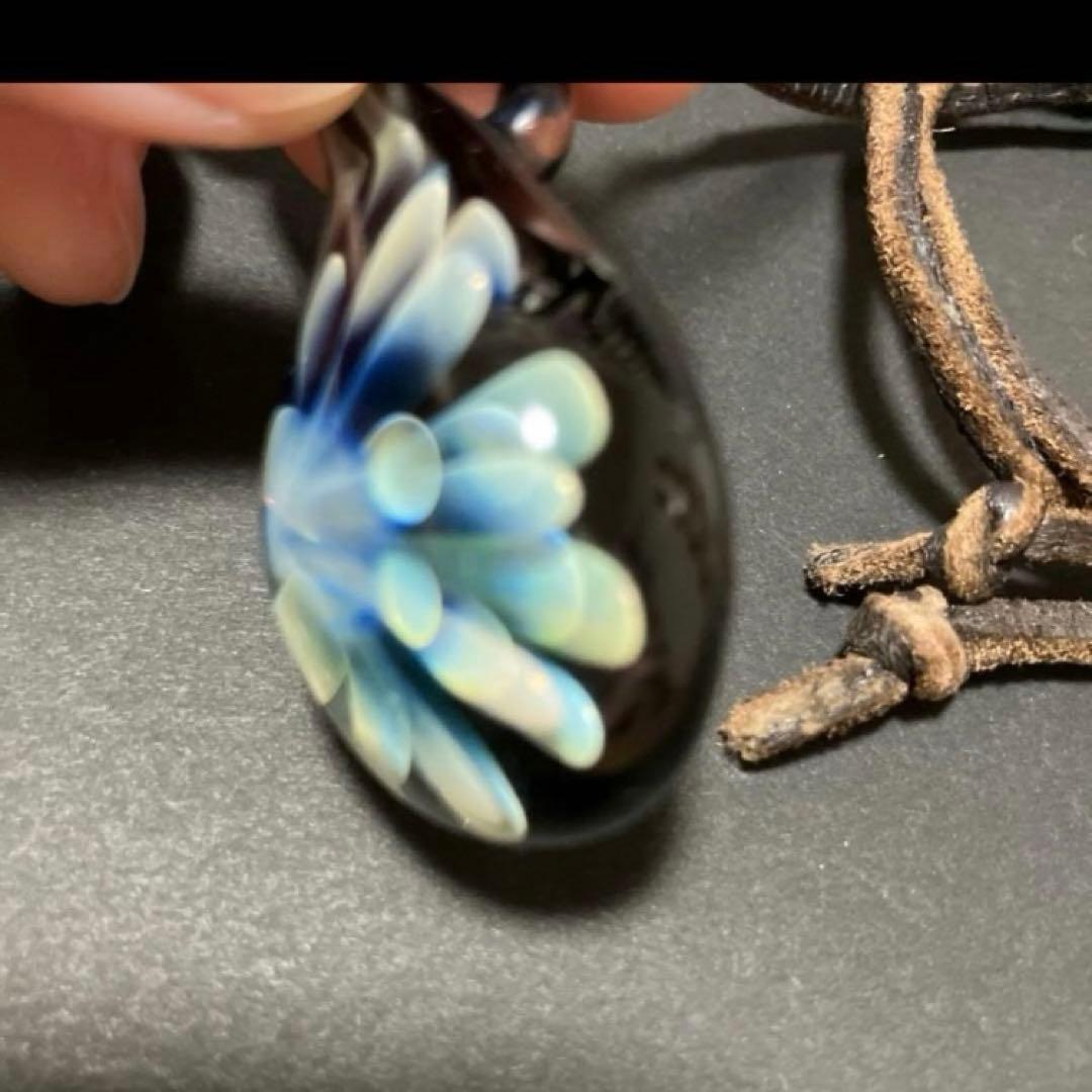玉響glass ペンダント　ネックレス　ボロシリケイトガラス　一点物