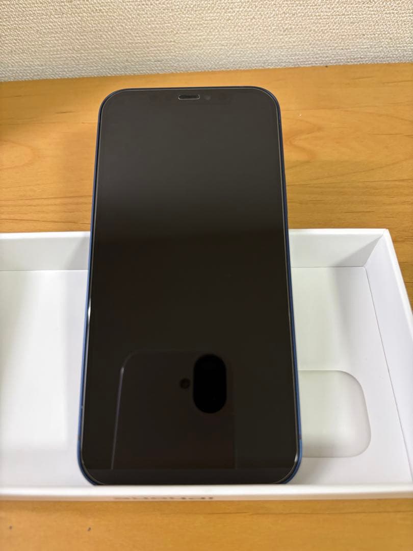 【美品】 iPhone12 無印 64GB ブルー ガラスフィルム カメラカバー