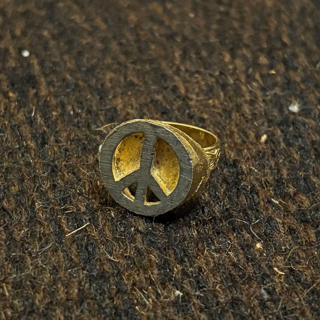 【DEADSTOCK】70s Peace Symbol Hippie Ring