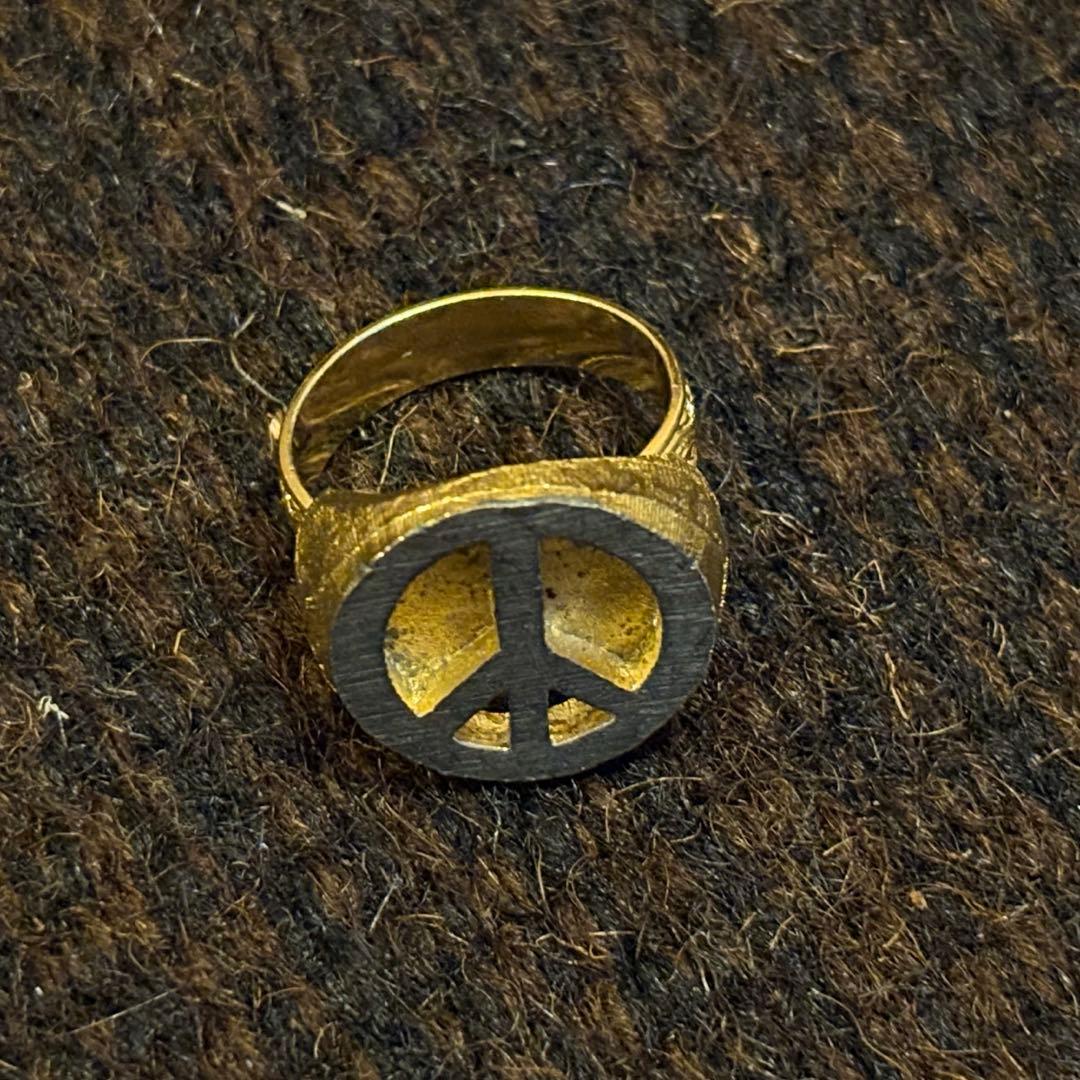 【DEADSTOCK】70s Peace Symbol Hippie Ring