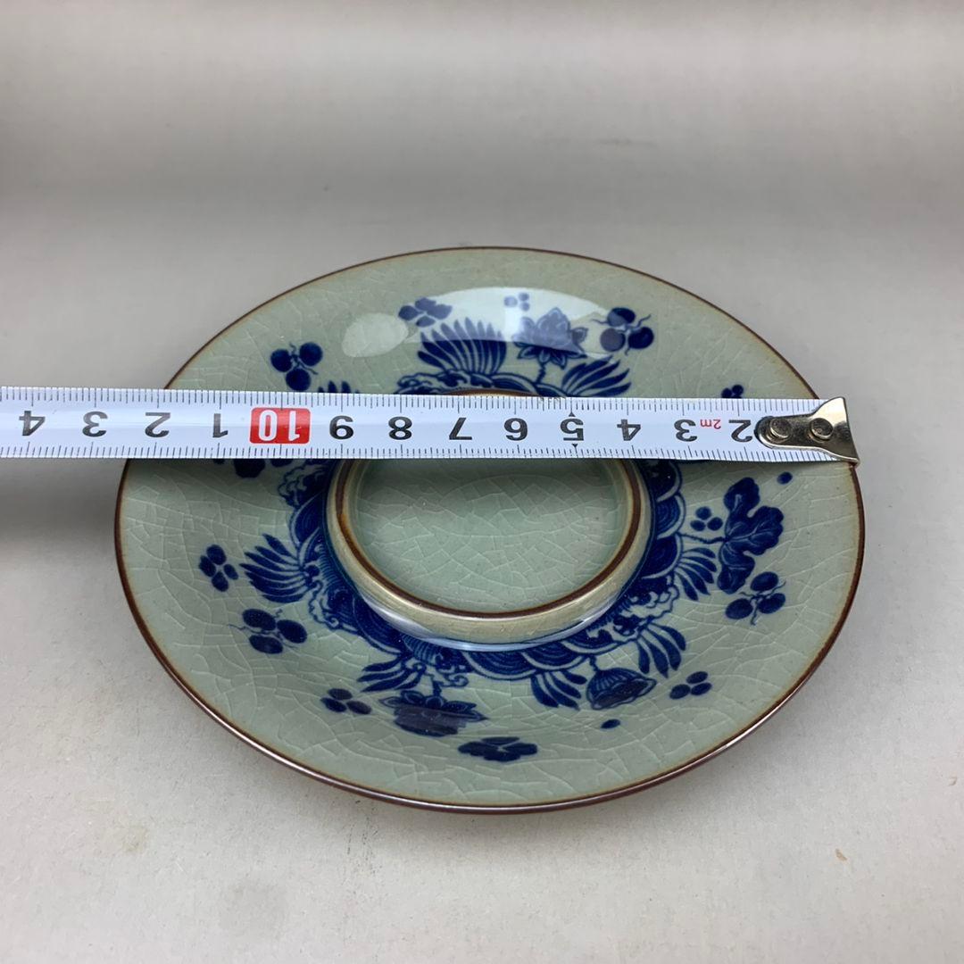 中国茶器 景徳鎮 陶磁器 鯖藻紋開片三才蓋碗 茶道具 工芸品 置物