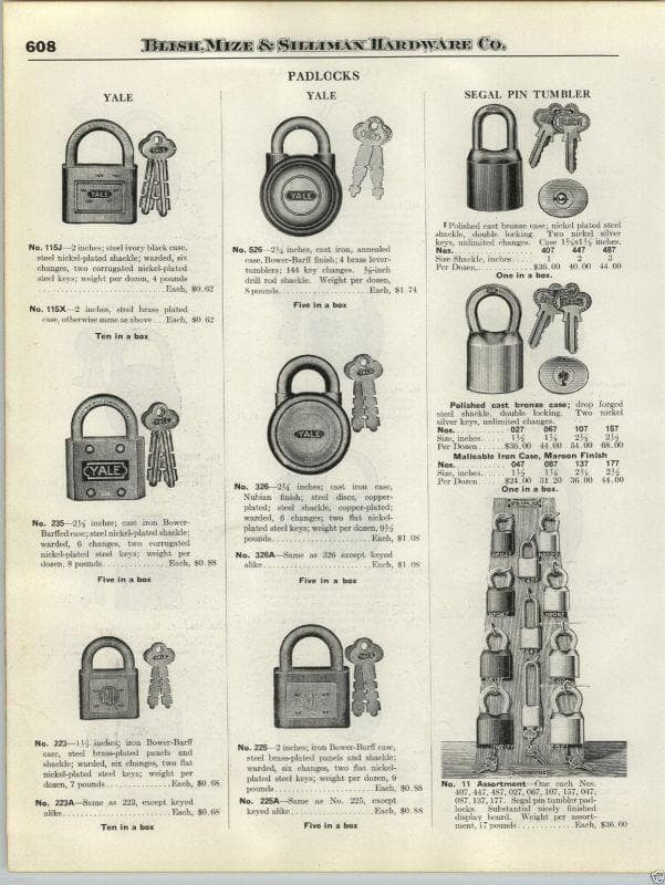 《p195》【希少】【１９２４年製造】アメリカ YALE社 アンティーク 南京錠
