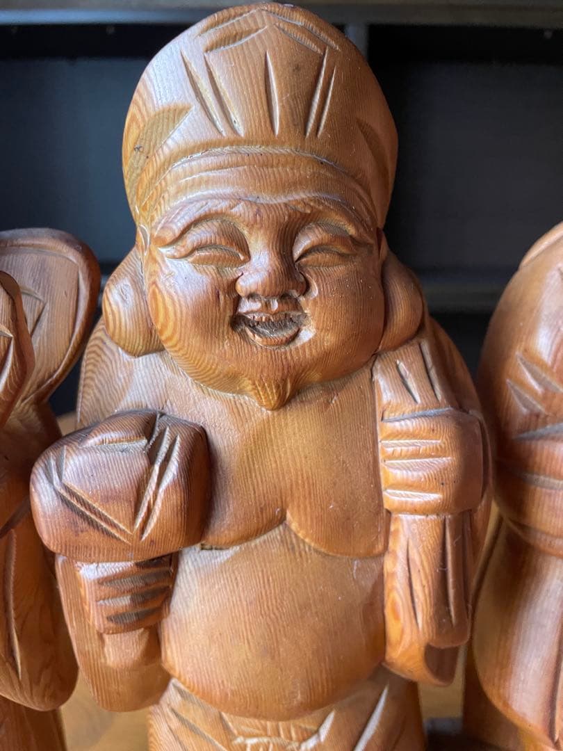 木製 七福神像 伝統工芸品 約30cm