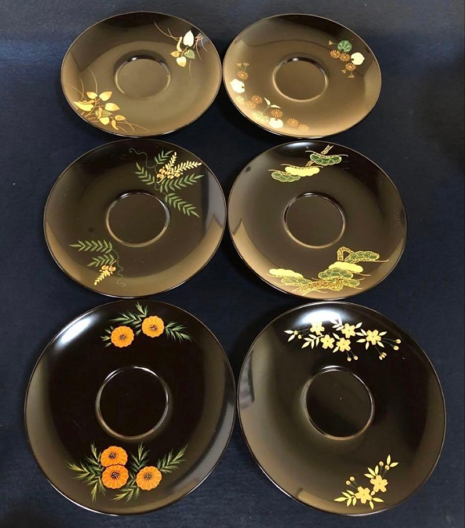 《R》煎茶 絵変り草花蒔絵 茶托12客 橋本春路作 260317A3