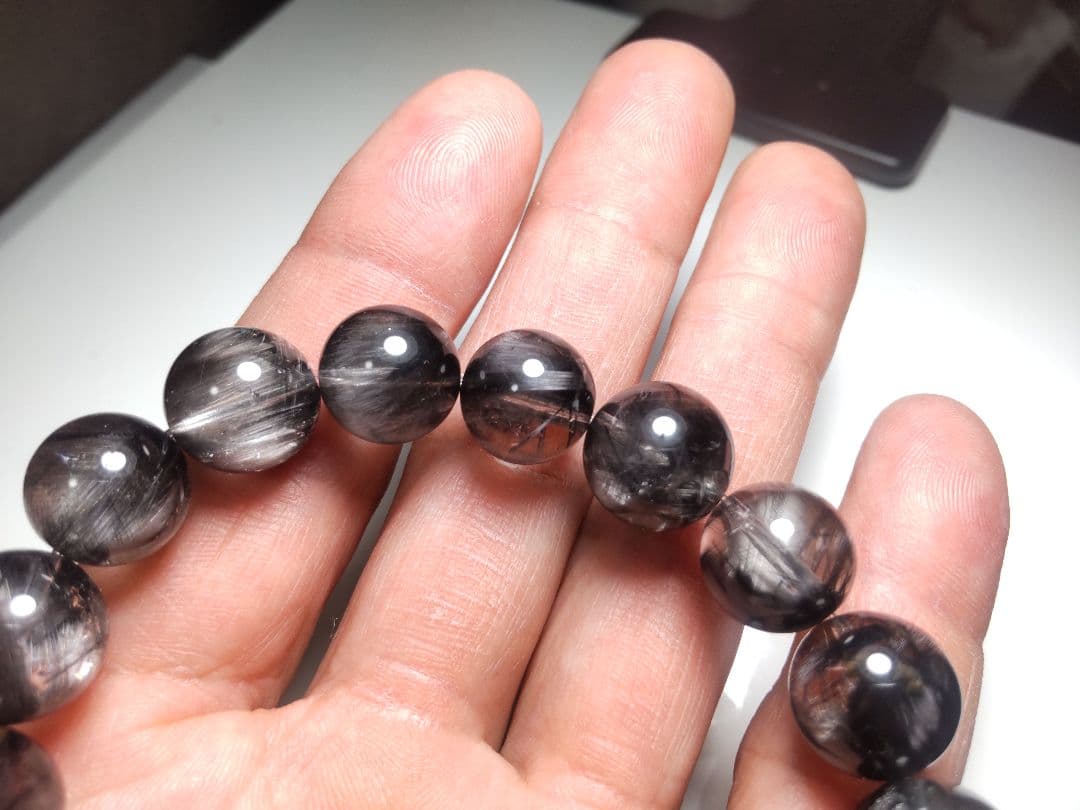 希少 ブラックプラチナルチルクォーツ ブレスレット 鑑別書付き パワーストーン