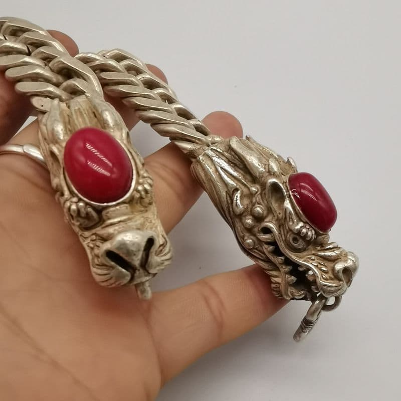 銅 細工 双龍手串 ブレス 装飾品 工芸品 置物