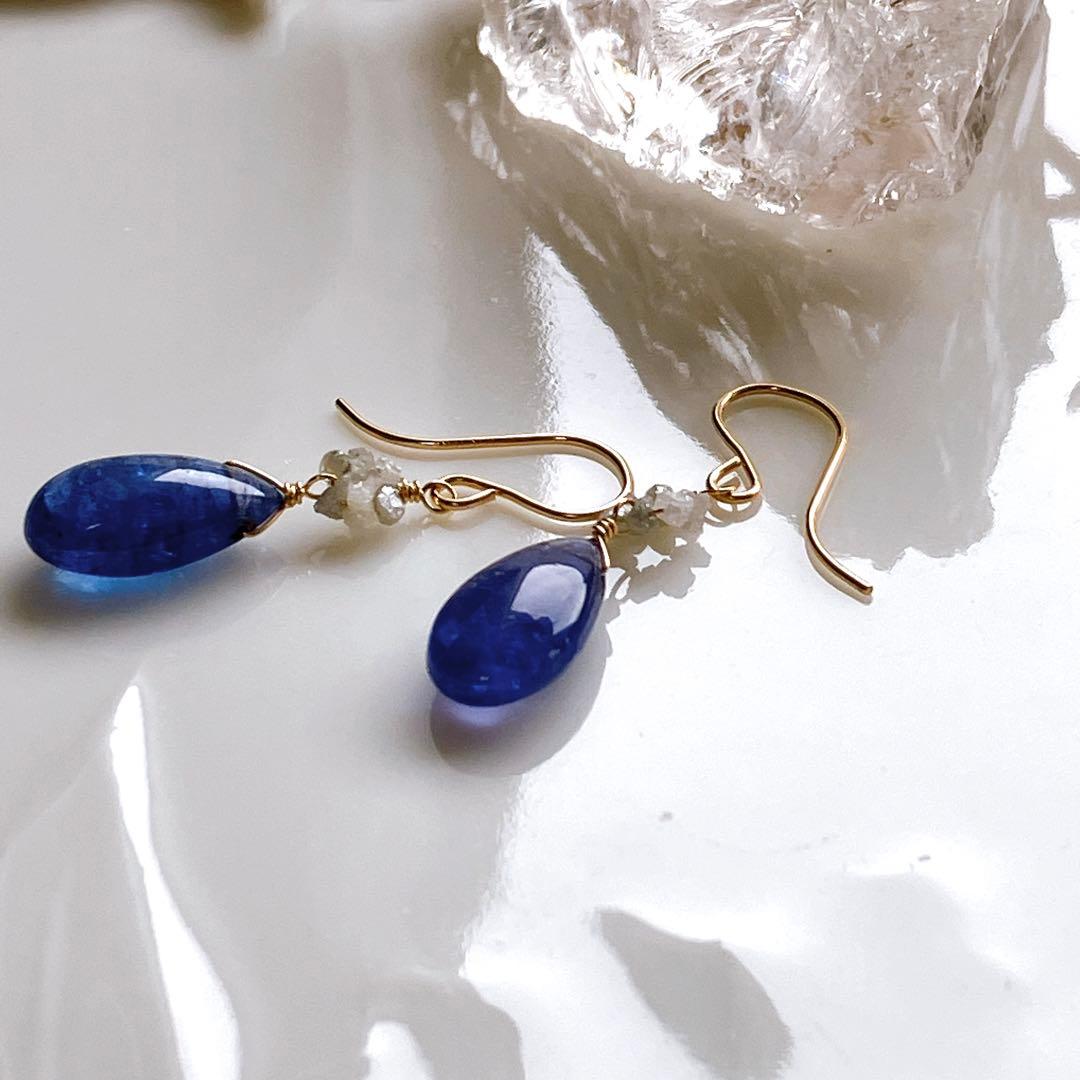 Kaya◆大粒タンザナイト×ホワイトダイヤモンドピアス✧14kgf