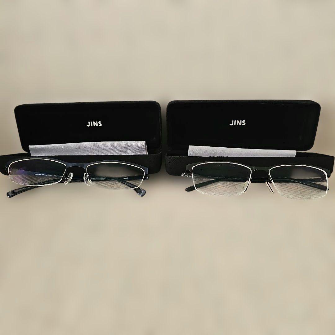 JINS ブラック&ブルーメガネ　付属ケースブラック　おまとめセット