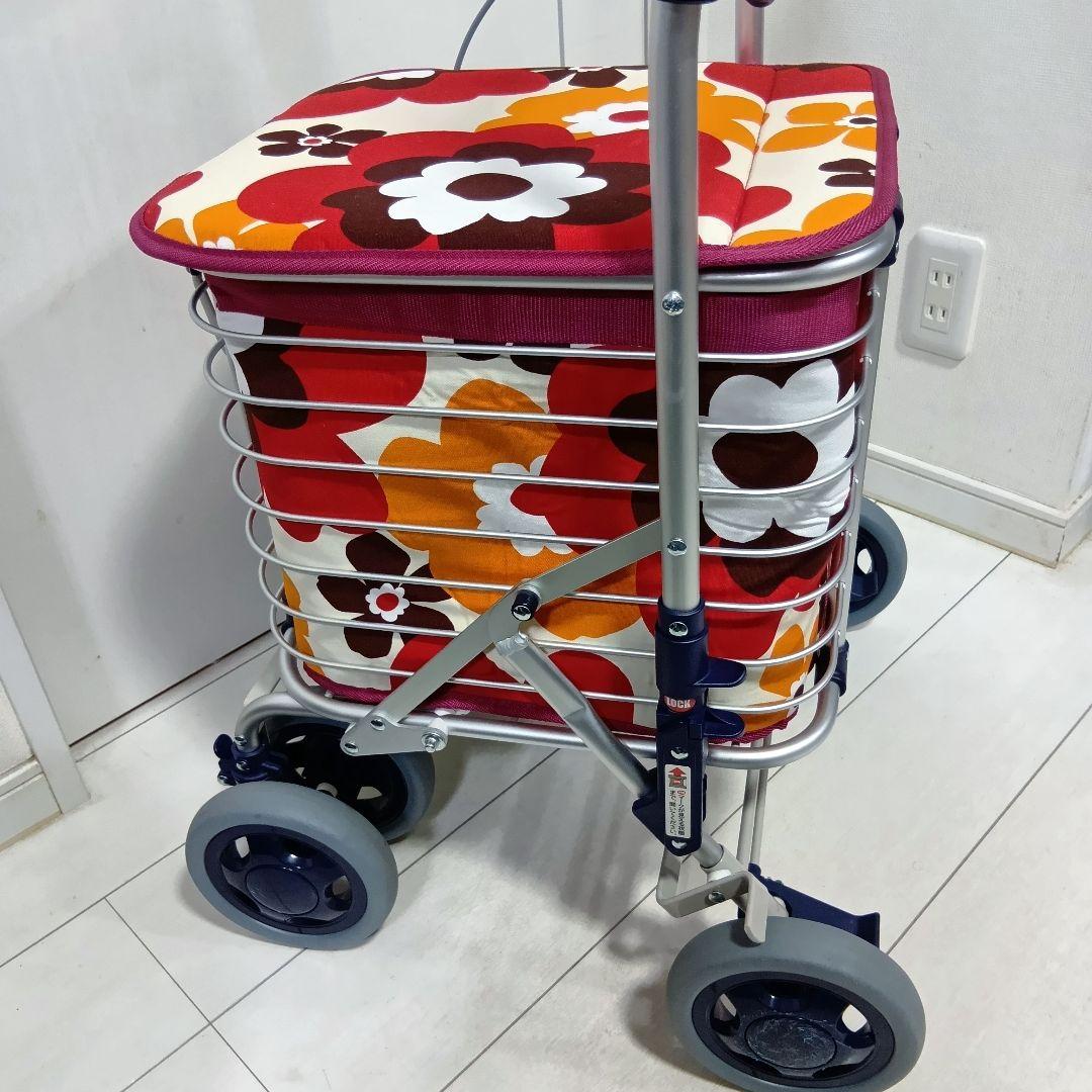 ユーバ産業 SUWAREL シルバーカー ショッピングカート 花柄デザイン 赤