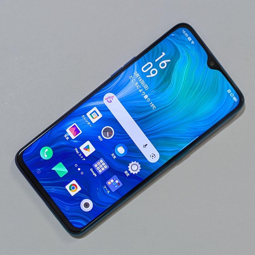 【液晶美品】OPPO Reno A CPH1983 ブルー SIMフリー