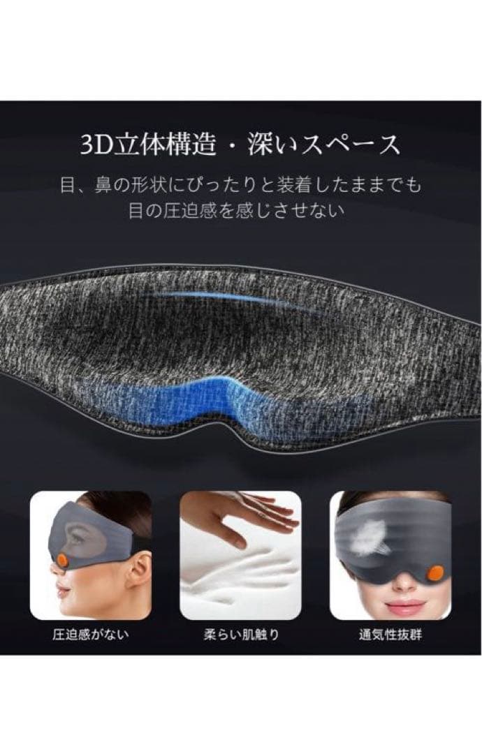 アイマスク 遮光 睡眠用 3D立体型 男女兼用 快眠 安眠 睡眠