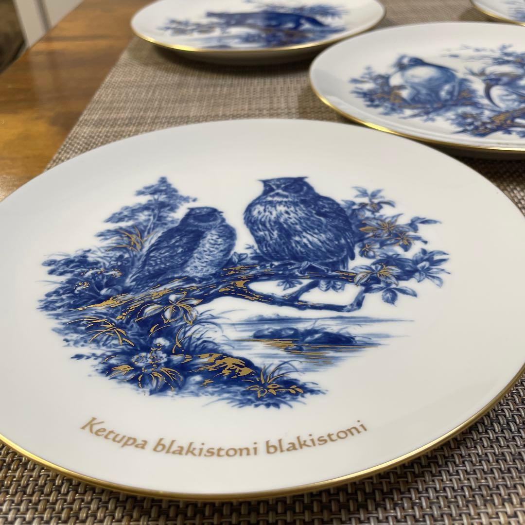・日本保護動物シリーズ・５枚セット・マイセン・直径１８.5cm・Meissen・