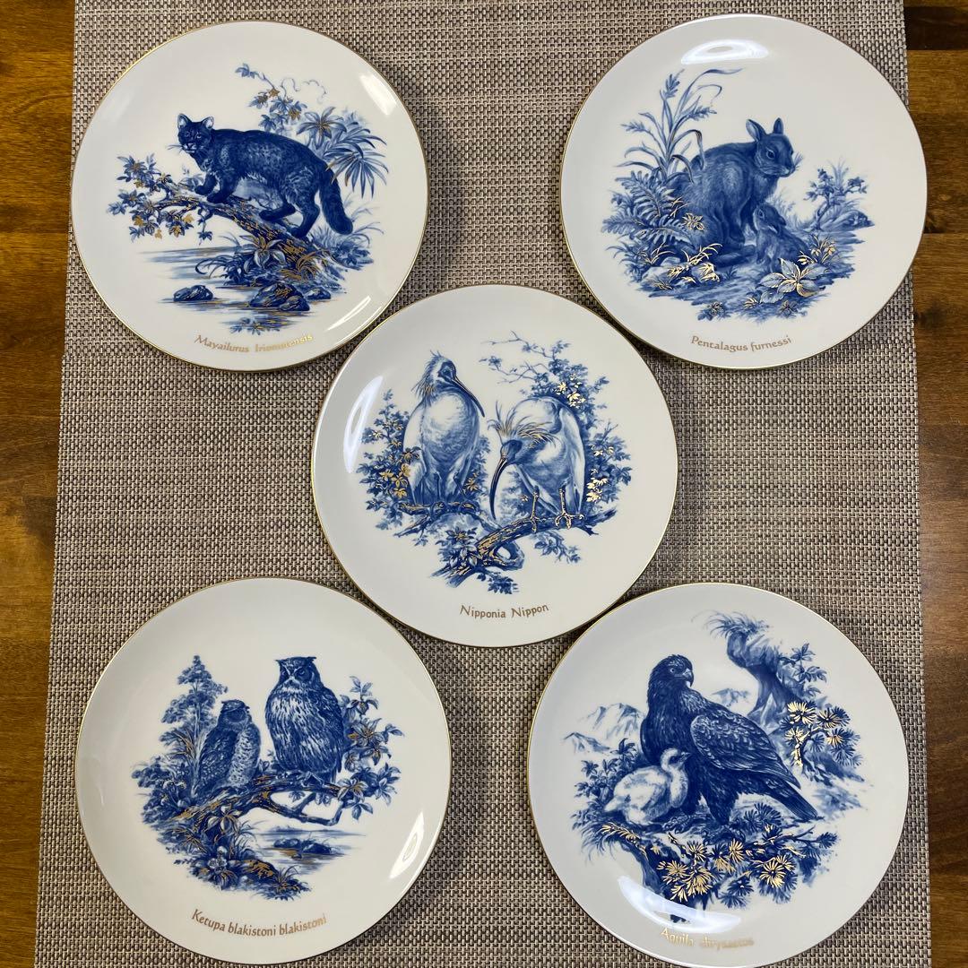 ・日本保護動物シリーズ・５枚セット・マイセン・直径１８.5cm・Meissen・