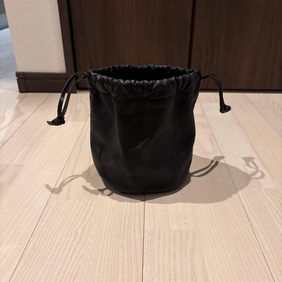 【別注】 damagedoneレザー巾着バック　黒