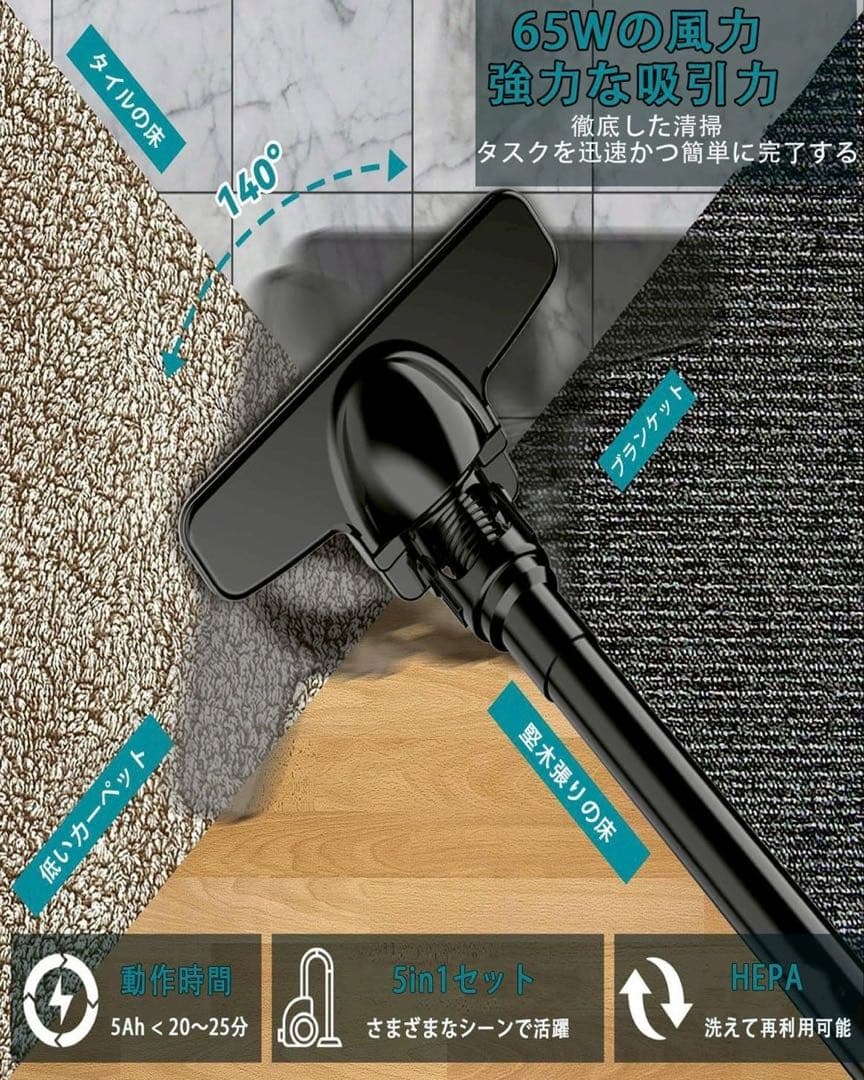 充電式掃除機（本体のみ） コードレス マキタ18V対応 16000Pa 超強力