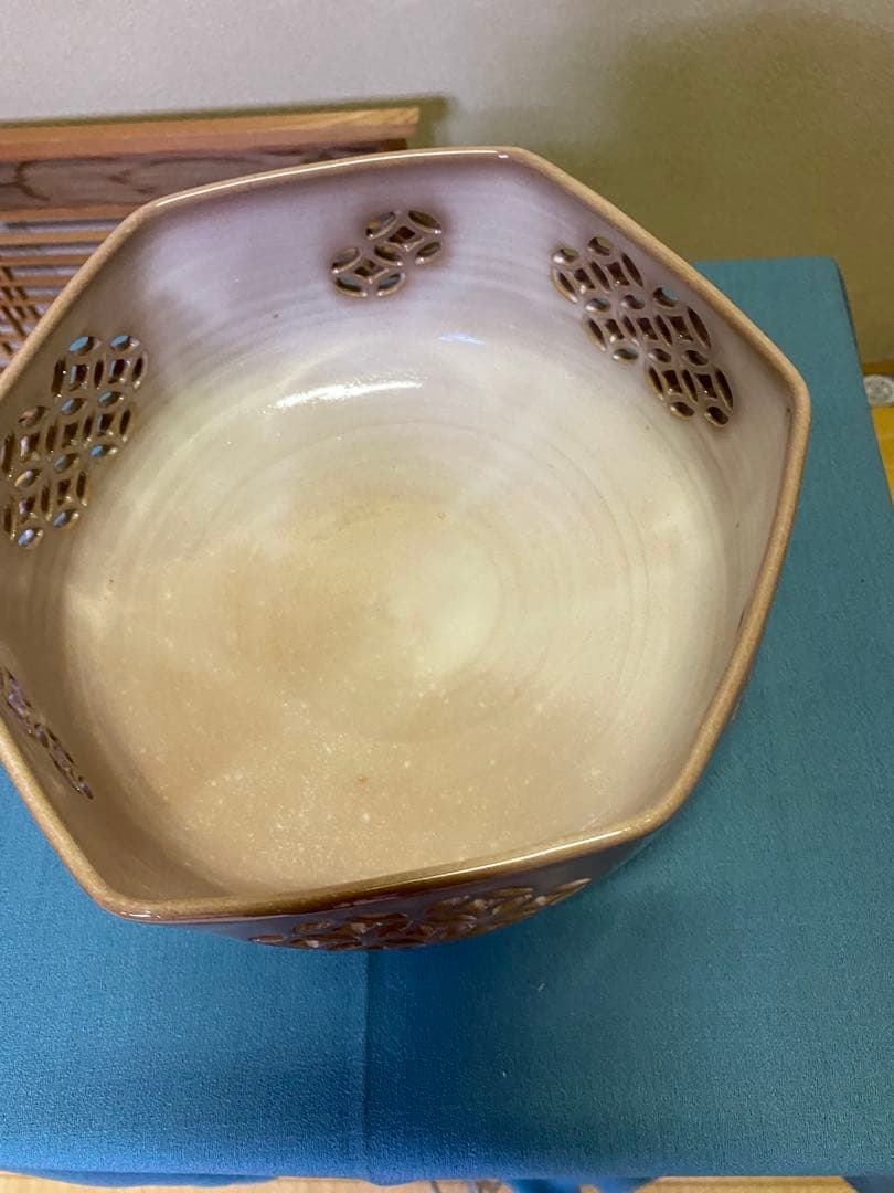 茶道具/菓子鉢 『萩焼七宝透し 』十三代 田原陶兵衛　菓子器 工芸品