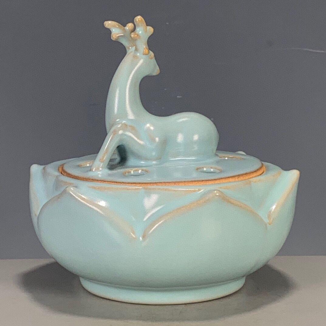 中国 汝窯 青磁 香炉 陶器 陶芸 香道具 仏具 官窯 青釉