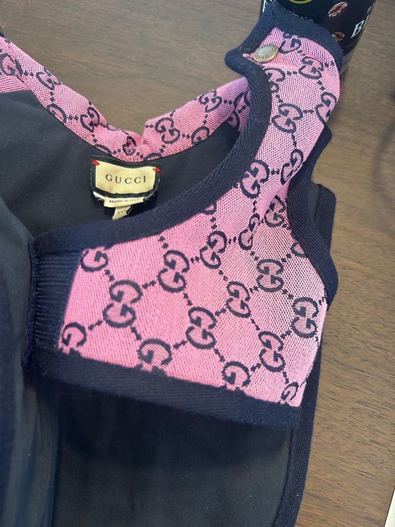 Gucci ピンク ネイビー 犬服 GGパターン