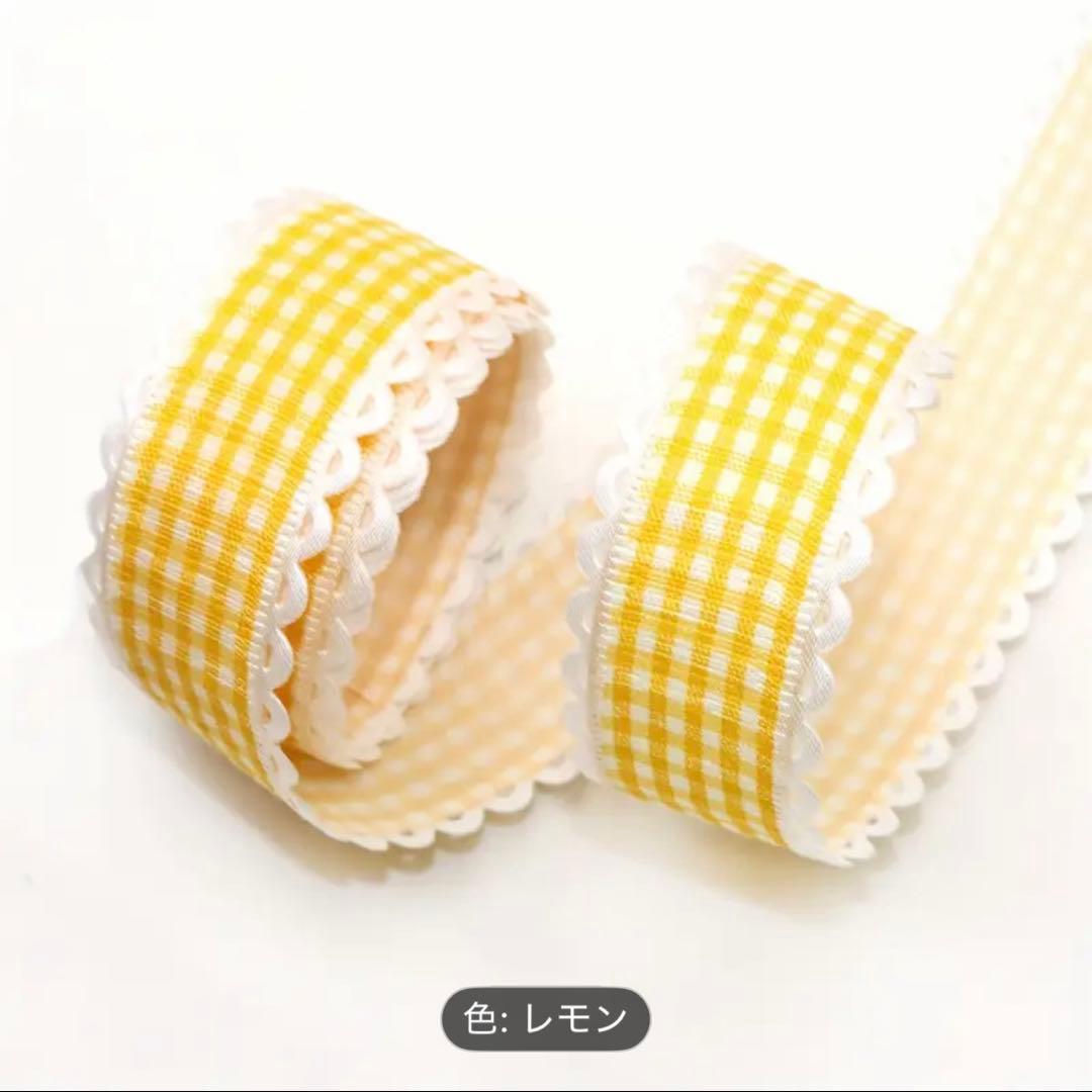 チェック柄リボン　ピンク