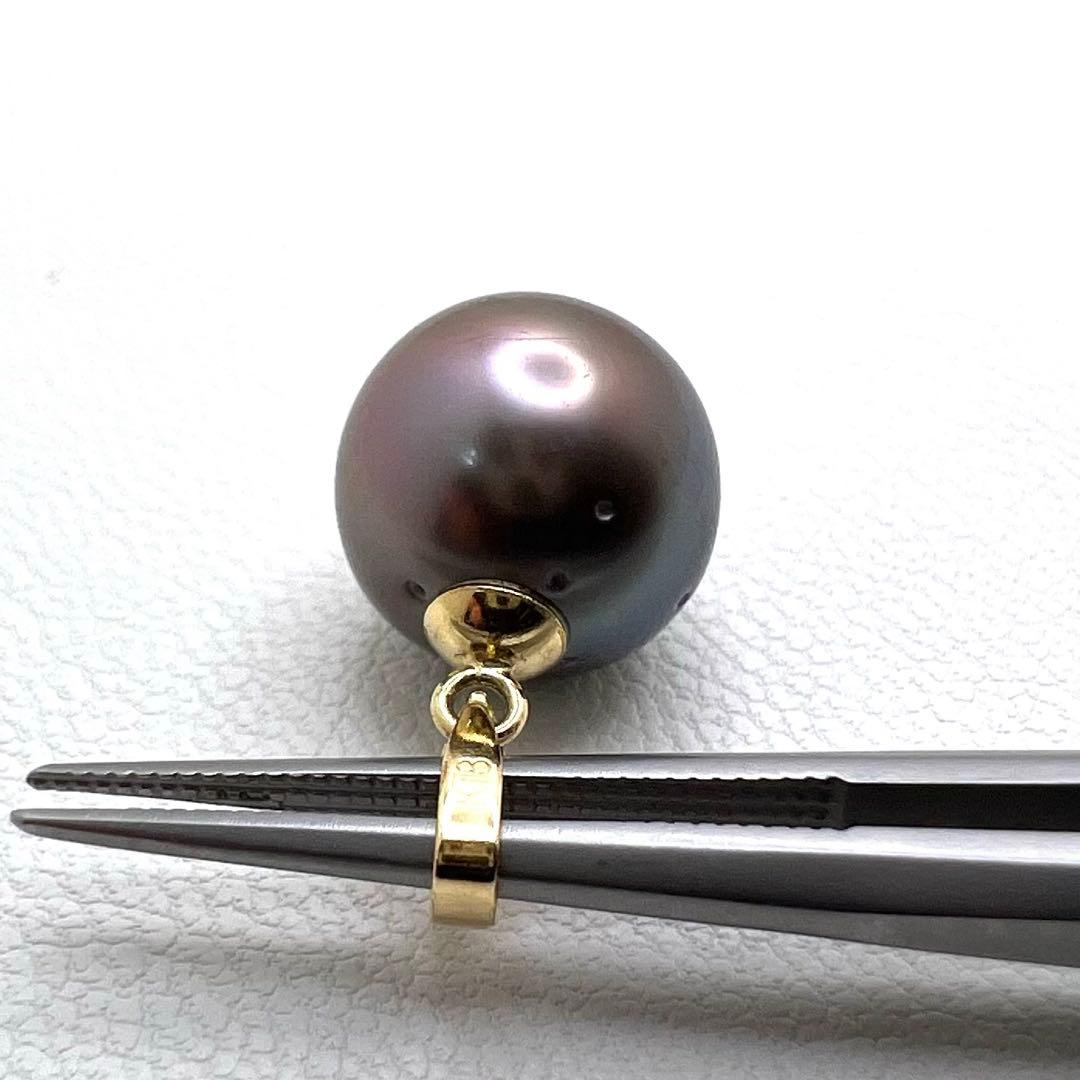 K18 ペンダントトップ　黒蝶真珠　直径10㎜ 1.65 g