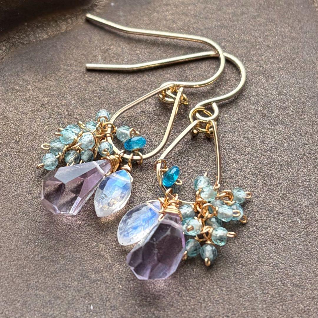 1584 アメトリンのじゃらじゃらピアス