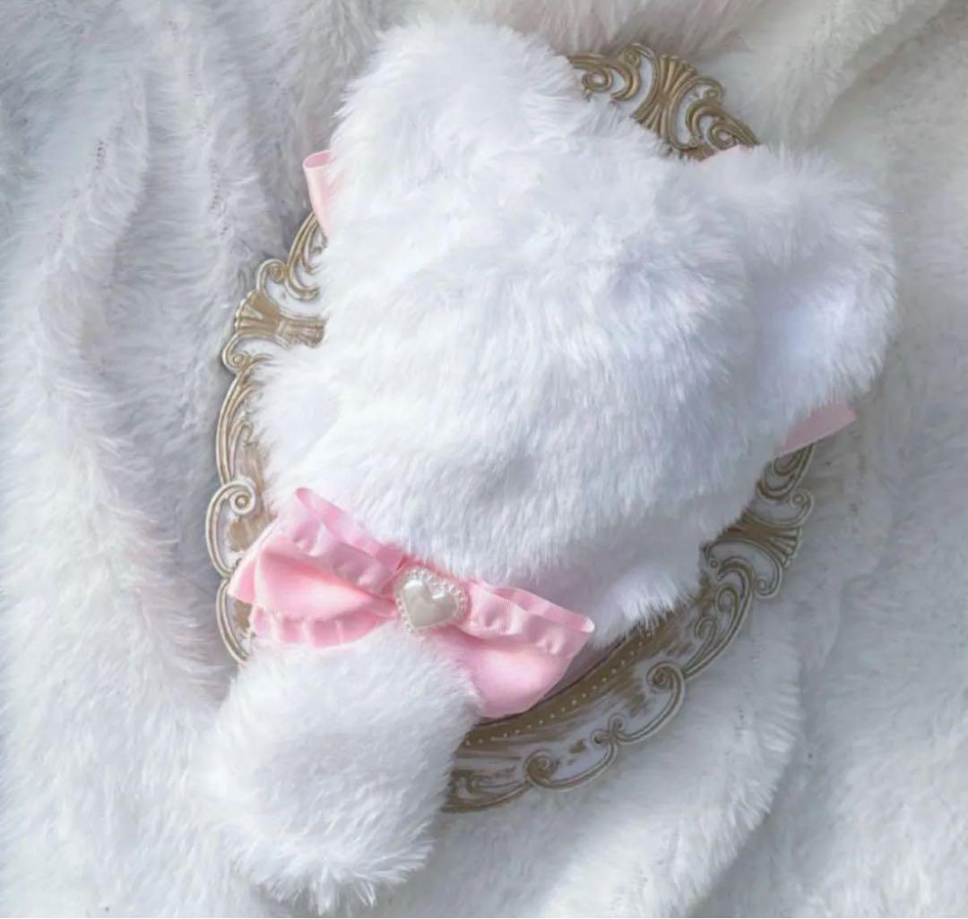 【ぬい服】ちびぐるみ 白ふわ×ライトグリーンねこ♡ （10cm〜12cm）