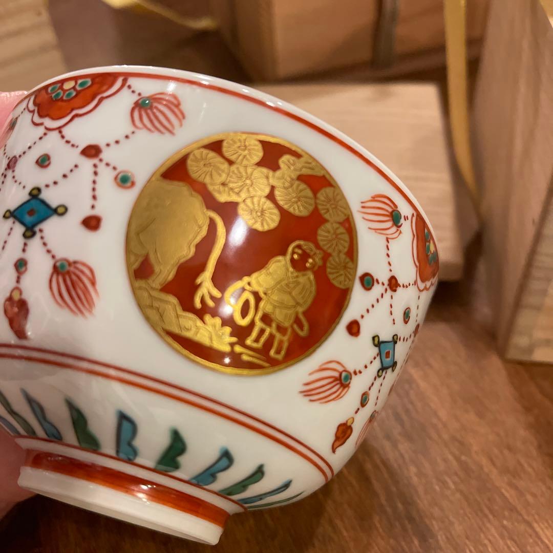 三代 西村徳泉 紫翠窯 金襴手茶碗　共箱共布付き　茶道具
