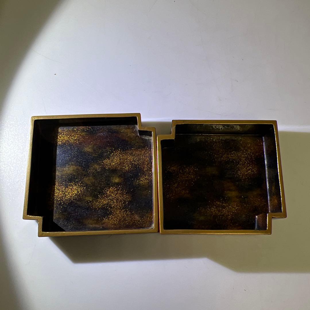 時代　蒔絵人物内梨地香合　共箱　幅約5.5㎝　東Y8-0331☆2Fトヒコ