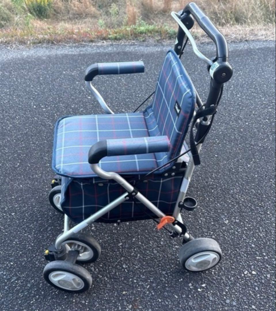 耐荷重100kg シルバーカー ネイビー・チェック柄