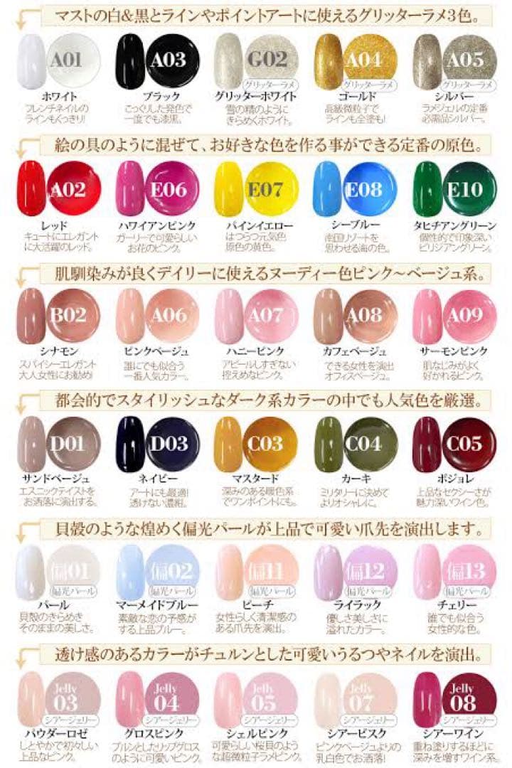 新品未使用未開封 ネイルレシピ可愛いカラー30色セットパーツまとめ売りセット