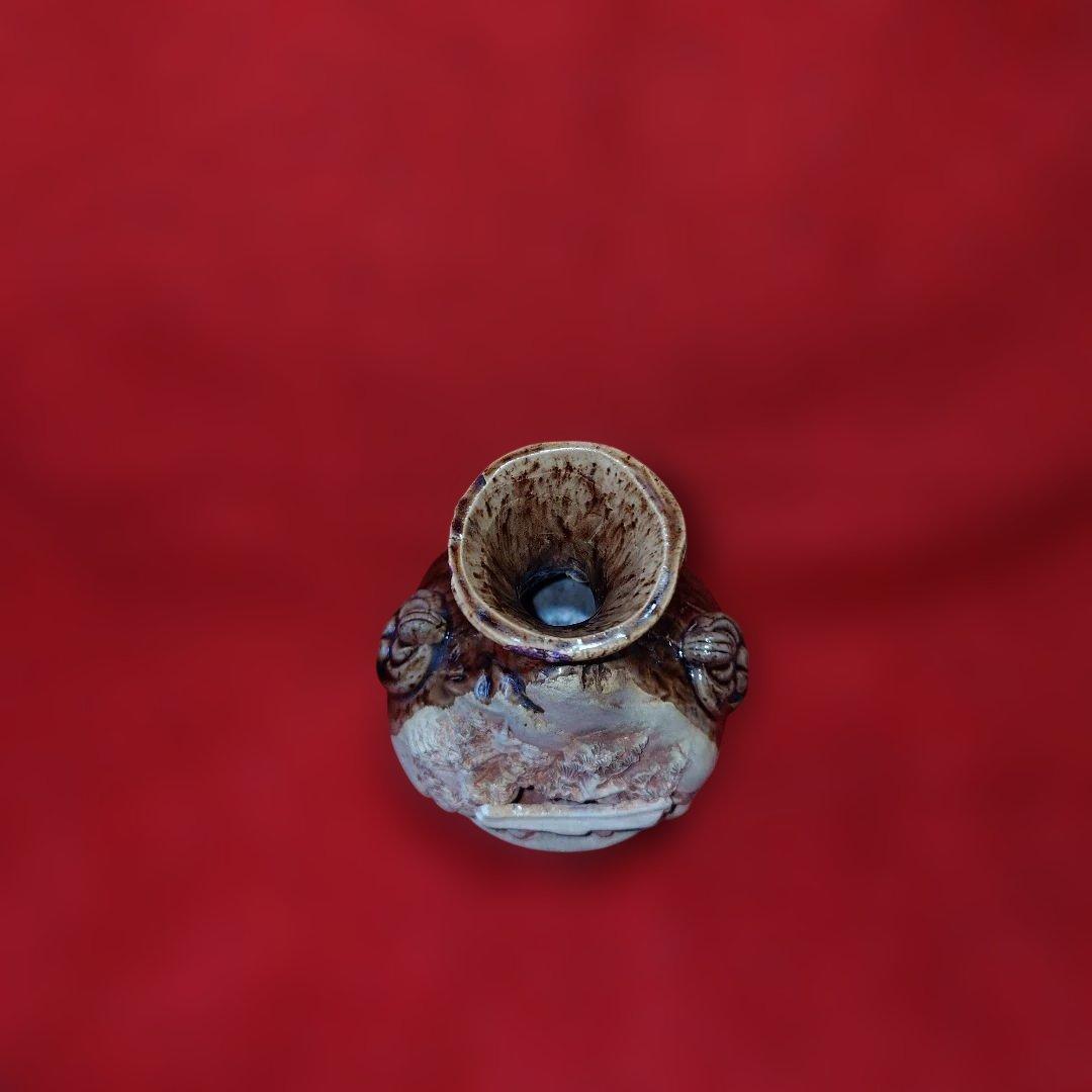 【美品・骨董】一角焼（宮島焼）厳島神社 透し彫り 陶磁器 花瓶