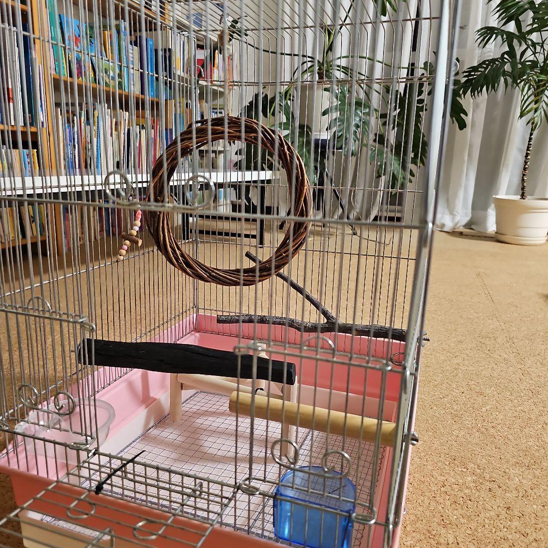 HOEI 豊栄 HO35 中型 鳥かご ピンク色 + おやすみカバー