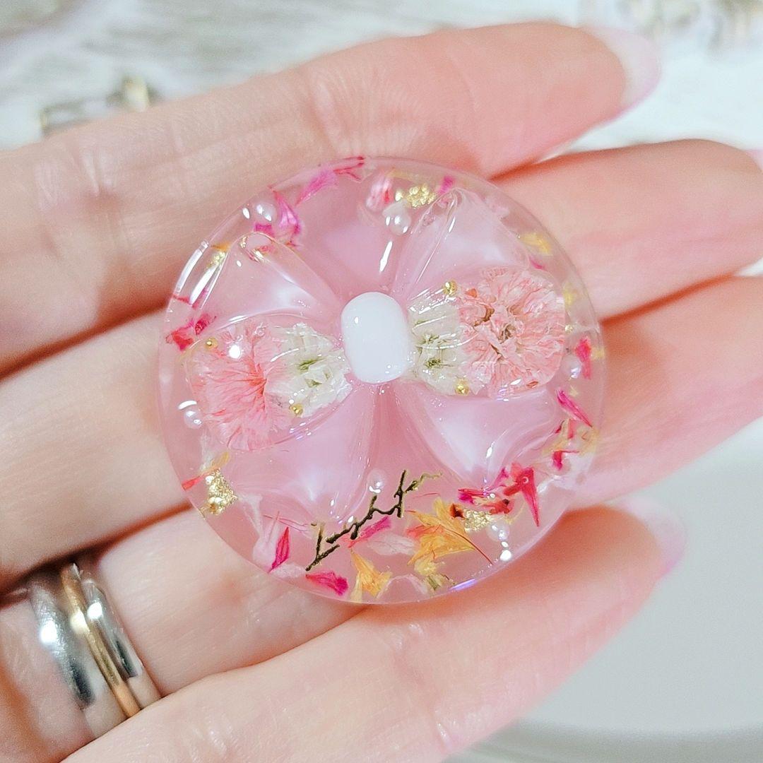 【107】ぷっくりリボン レジンヘアゴム ドライフラワー ハンドメイド