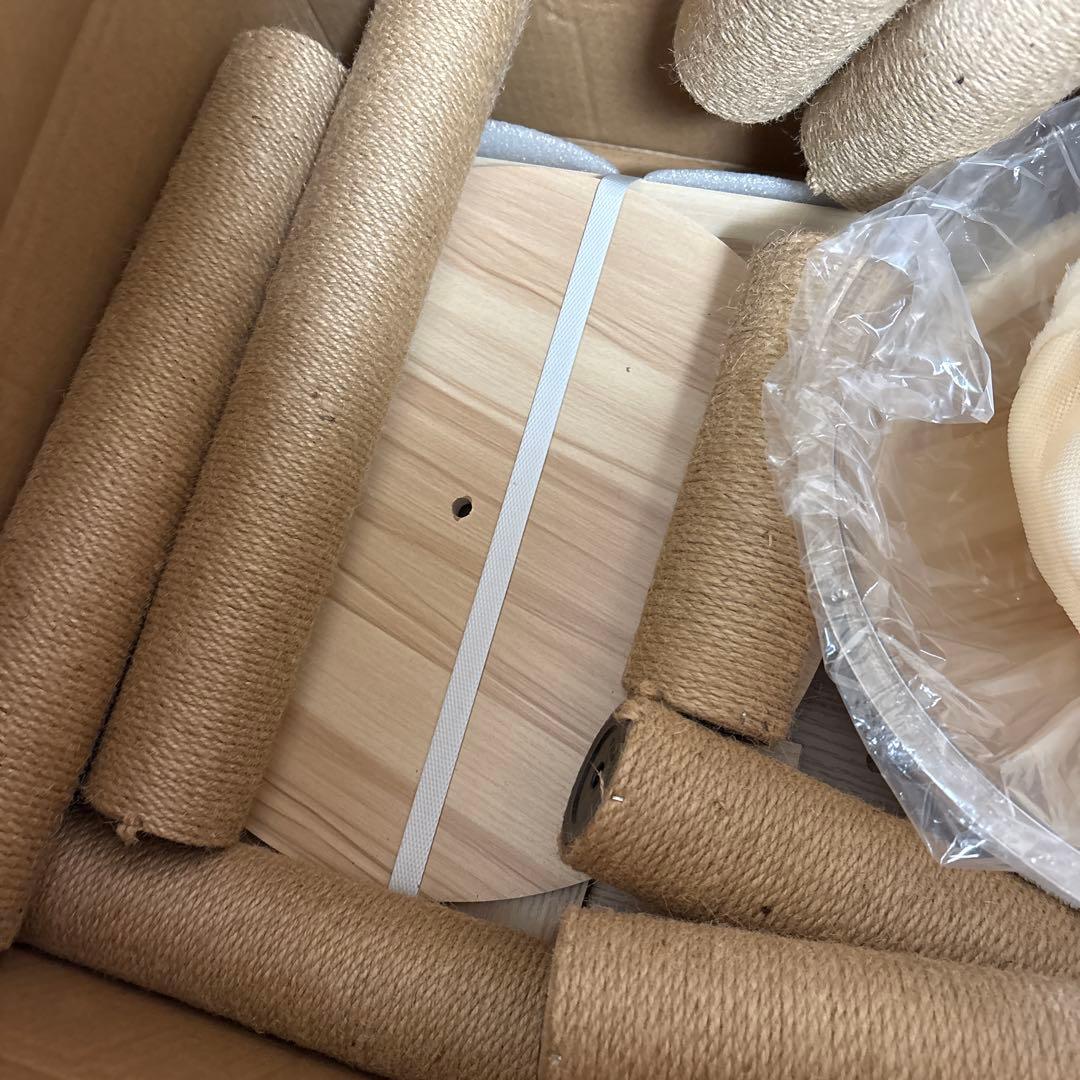 新品未使用木製キャットタワー透明ボウル付き猫タワー 140cm大型猫対応安定設計