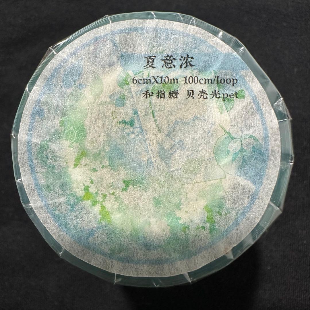 【9596】海外　マステ　3/5/巻　貝殻光マスキングテープ　半透明　夏　紫陽花