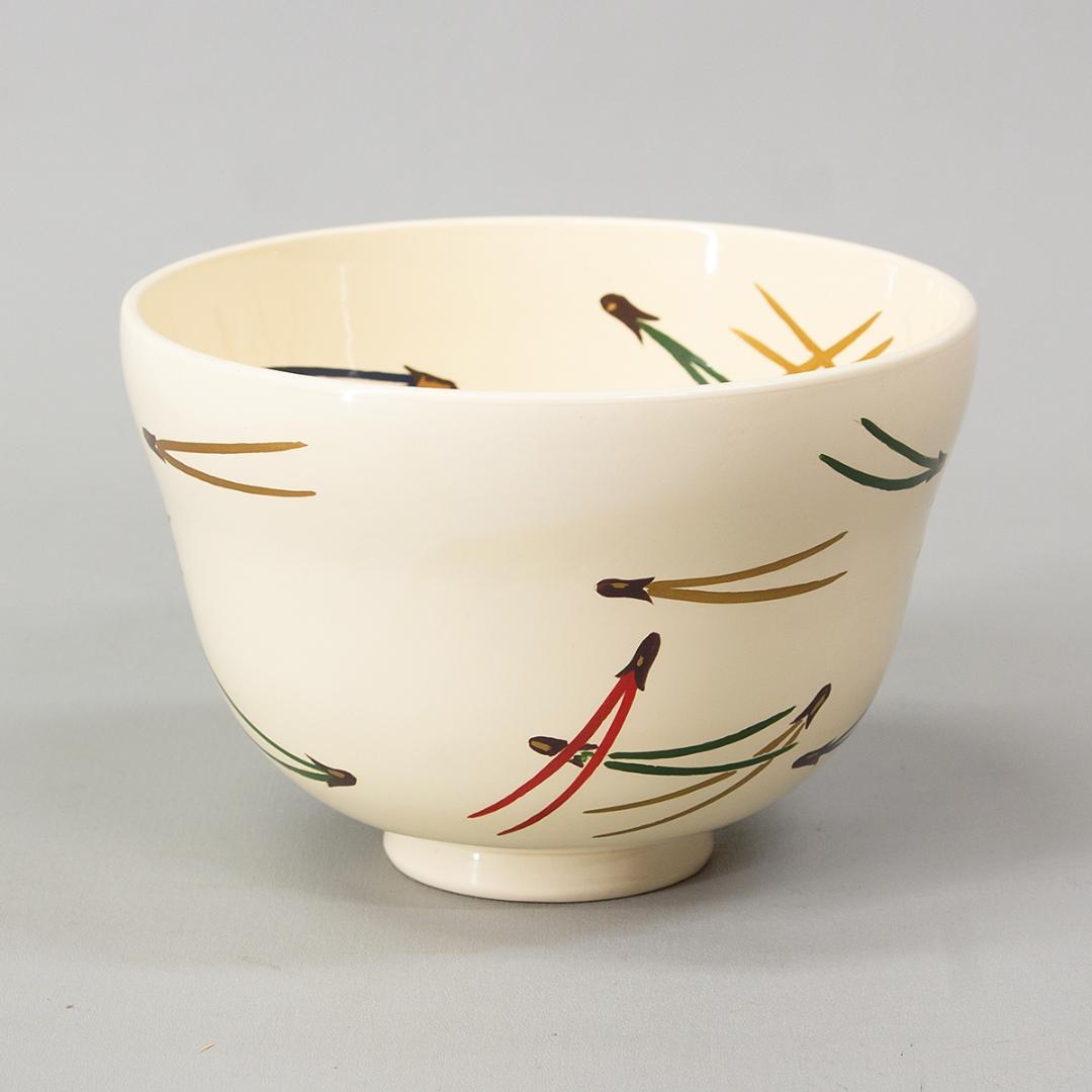 漆作家 中村宗悦 作 松葉茶碗 共箱 茶道具 抹茶碗