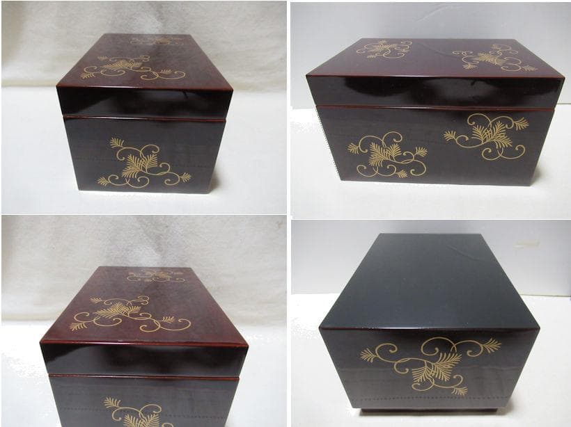茶道具　木製溜塗　松唐草蒔絵　茶箱（道具皆揃）