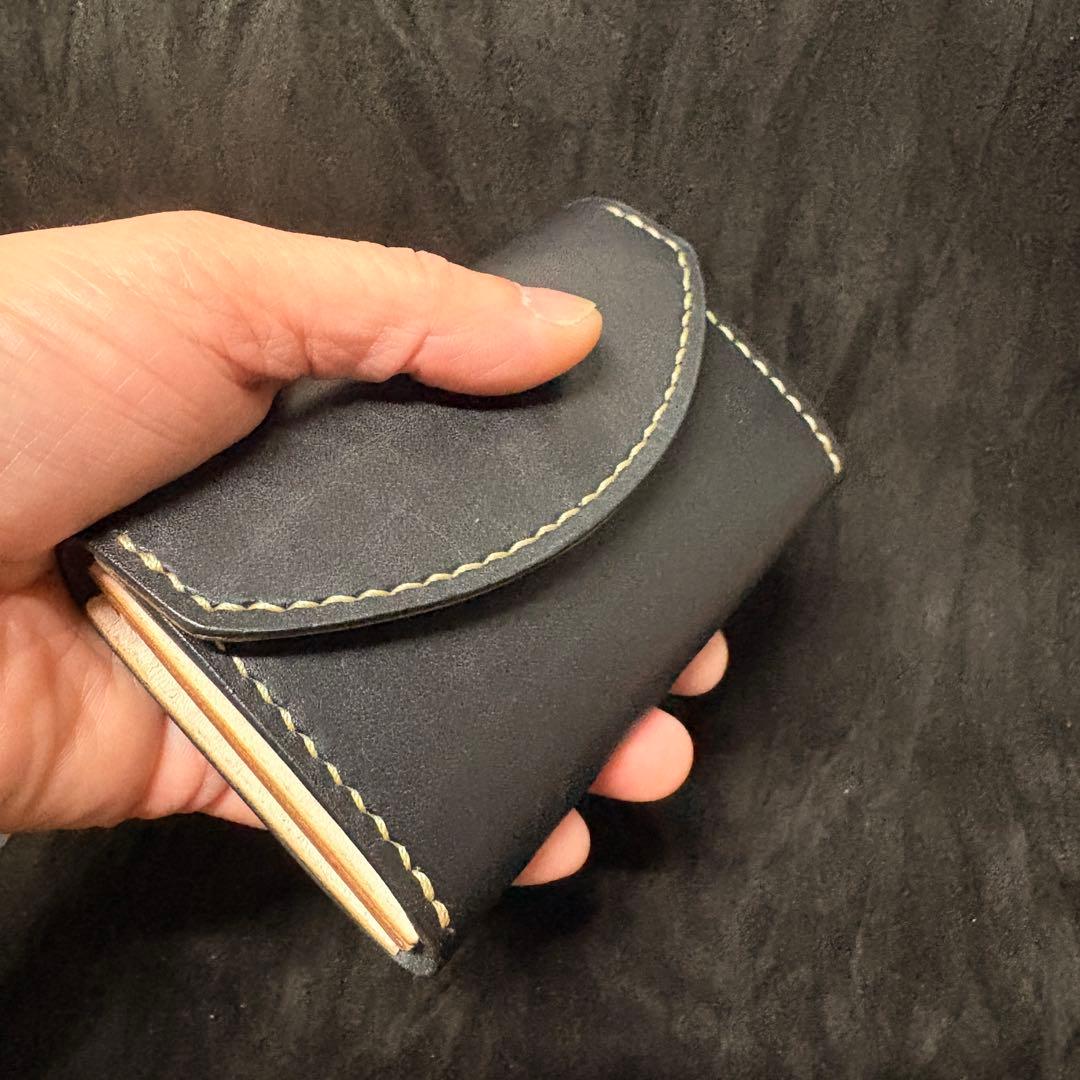 【総手縫い】お札を折らずに収納！本革コンパクトウォレット（タンニンヌメ革使用）