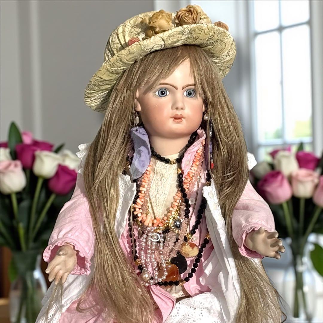 ビスクドール テート ジュモー ラルフローレン ドレス 帽子 カメオ 赤珊瑚