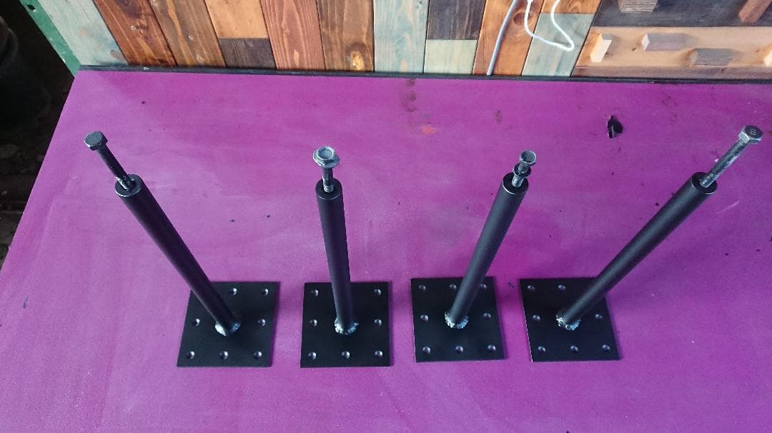 マットブラックでアイアンな丸鉄脚♪ 21.7 × 350mm 4脚Ver.
