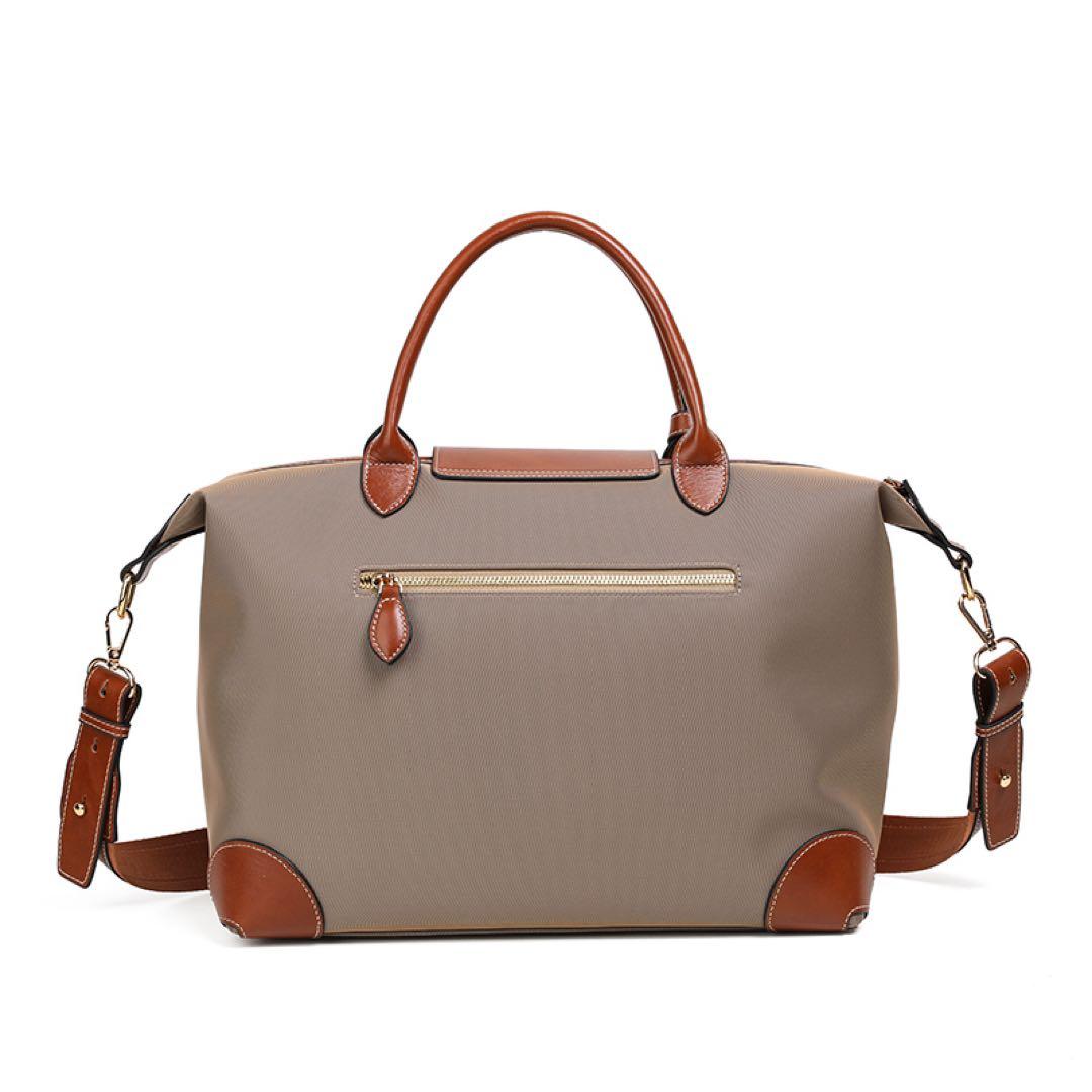 ボストンバッグ ベージュ ブラウン 44cm