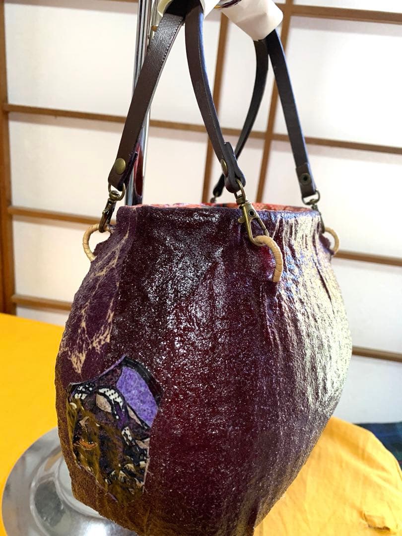 ❤️一閑張り葉柄かごバッグ