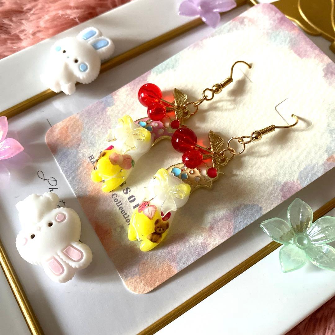 ☆さくらんぼが可愛いフルーツ猫ちゃんピアス☆