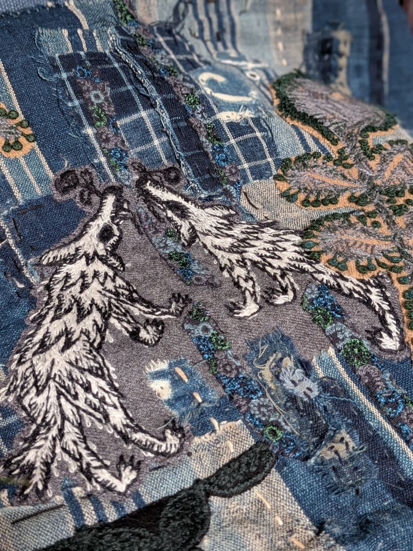 《DIESELとWolf＆Flower》古布　藍染　襤褸　ミナペルホネン　バック