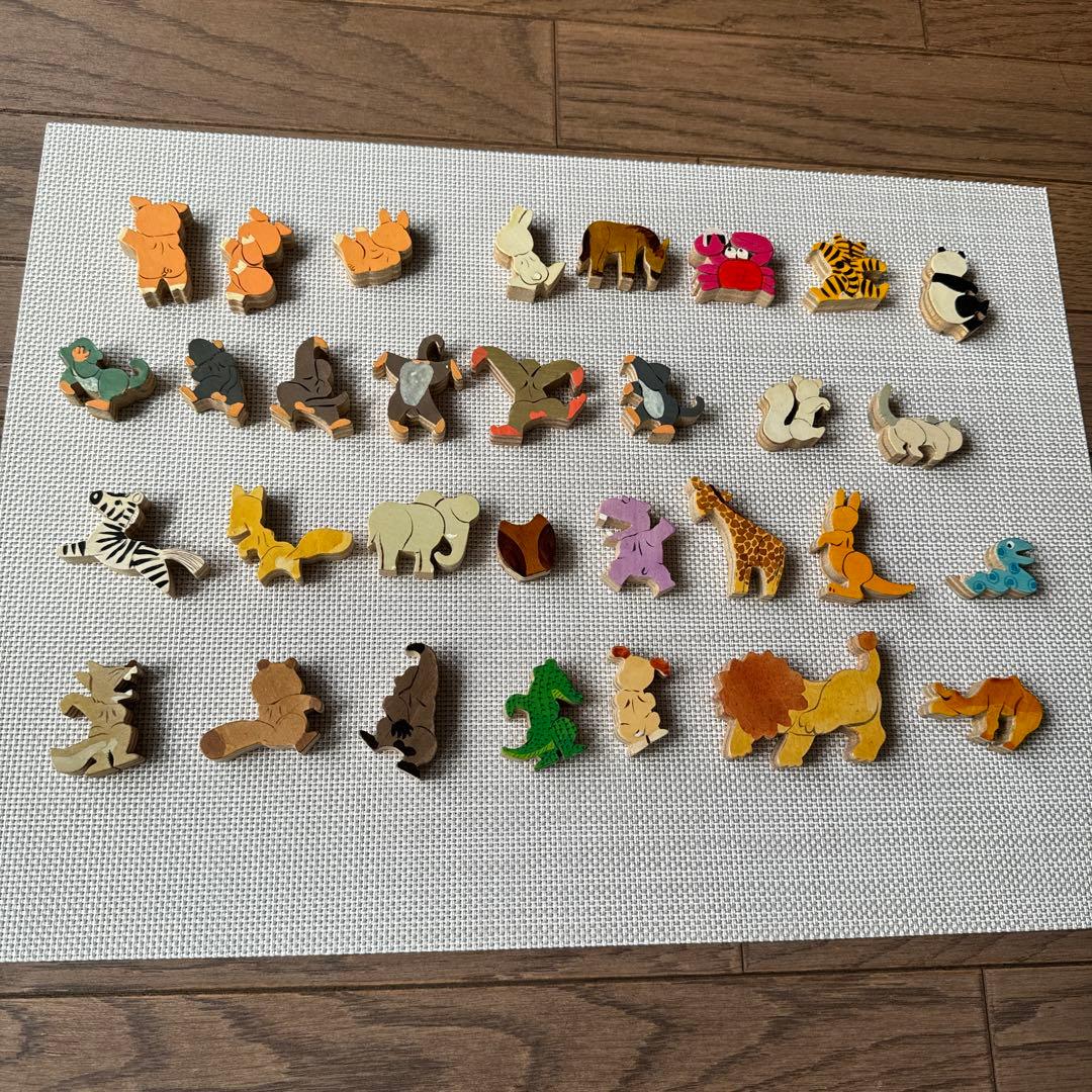 木のおもちゃ 知育玩具 動物 ハンドメイド 中古品