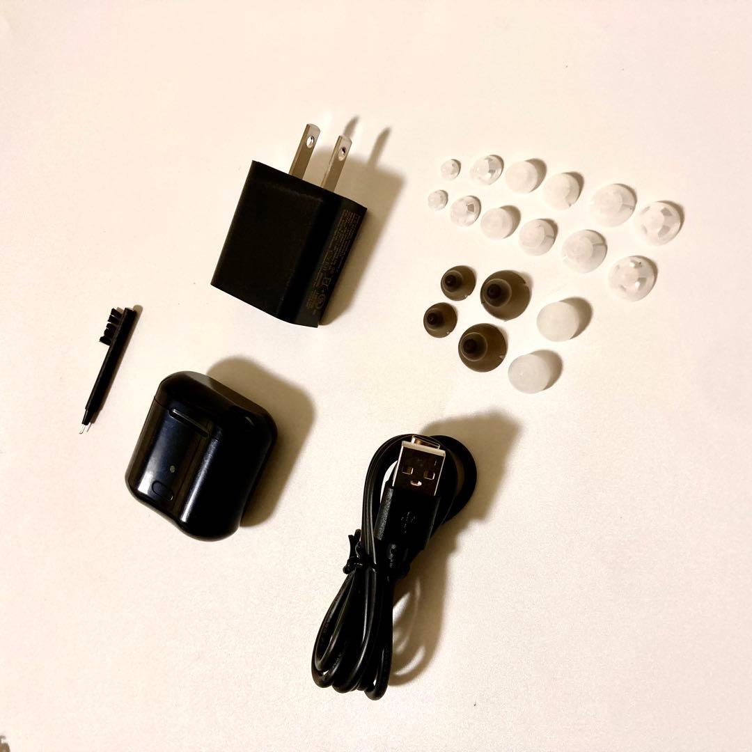 集音器 耳穴式 両耳対応 USB充電 ワイヤレス イヤホン 小型 ケース付き