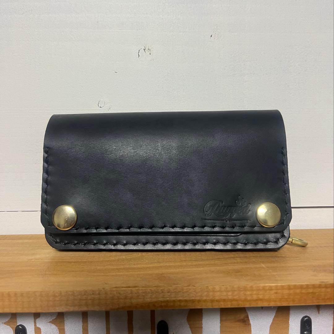 ミドルトラッカーウォレット　ハンドメイド　ヌメ革