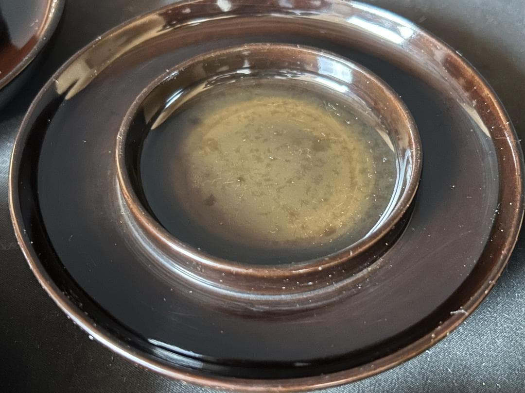 時代 黒塗 茶碗蒸台 5客　天然木 茶懐石道具 984