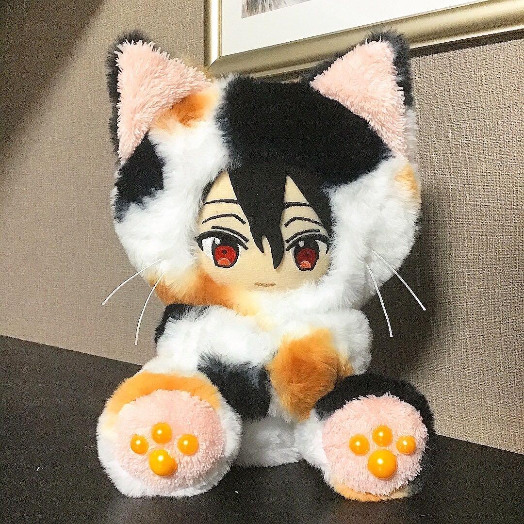 【113】 三毛猫 ねこ おすわり　ぬい服　16cm 着ぐるみ チーズ 鼠