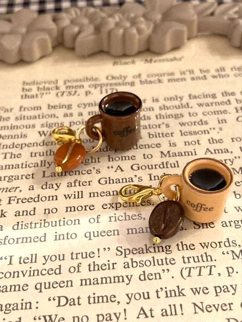 cafe⁑コーヒーカップ☕️アクセサリーファスナーミニチャーム2個セット